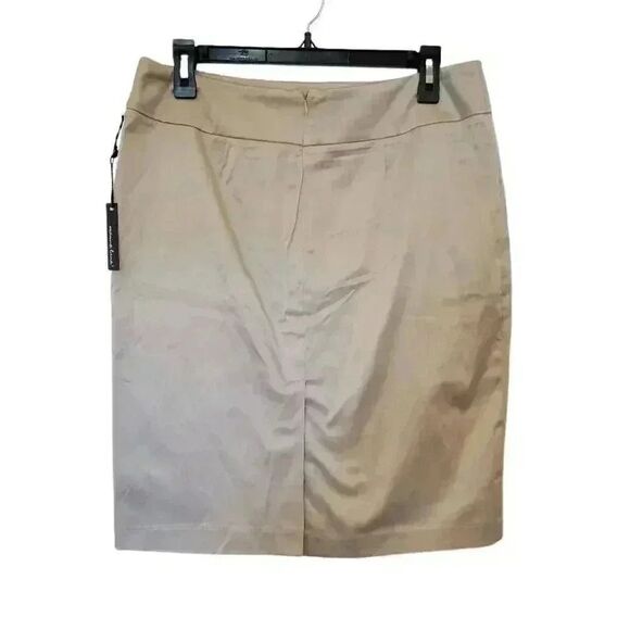 Marina Luna Women's Oyster Shine Poly/Cotton/Spandex Straight Pencil Skirt NEW - Picture 2 of 8